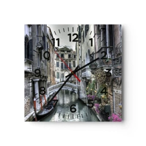 Väggklocka - Klocka på glas - Tyst begrundan sedan några sekel - 40x40 cm