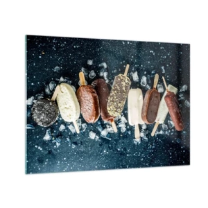 Glastavla - Bild på glas - Glassglass i olika smaker arrangerade på isbitar - 70x50cm - Smak av varm sommar - Modern väggdekoration för vardagsrum och sovrum ARTTOR