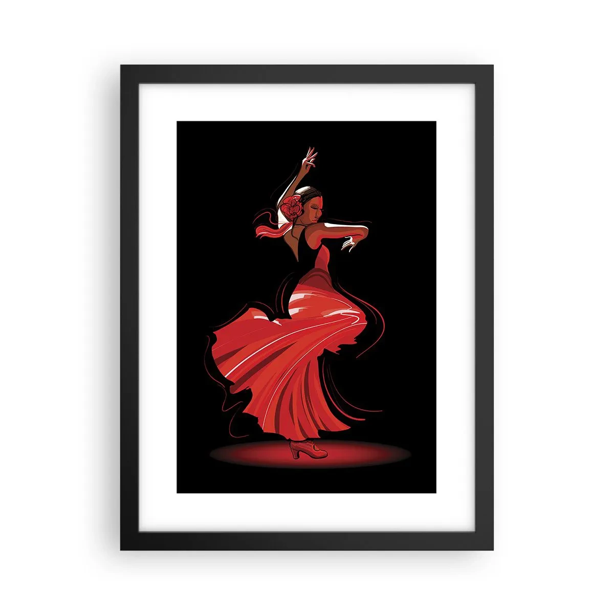 Affisch i svart ram - Flamencos brinnande anda - 30x40 cm