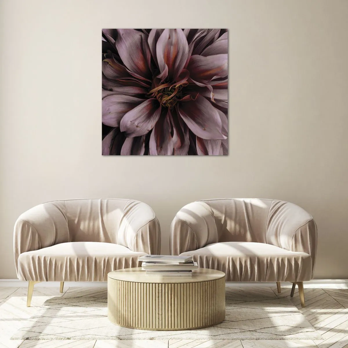 Glastavla - Bild på glas - Blommigt hjärta - 40x40 cm