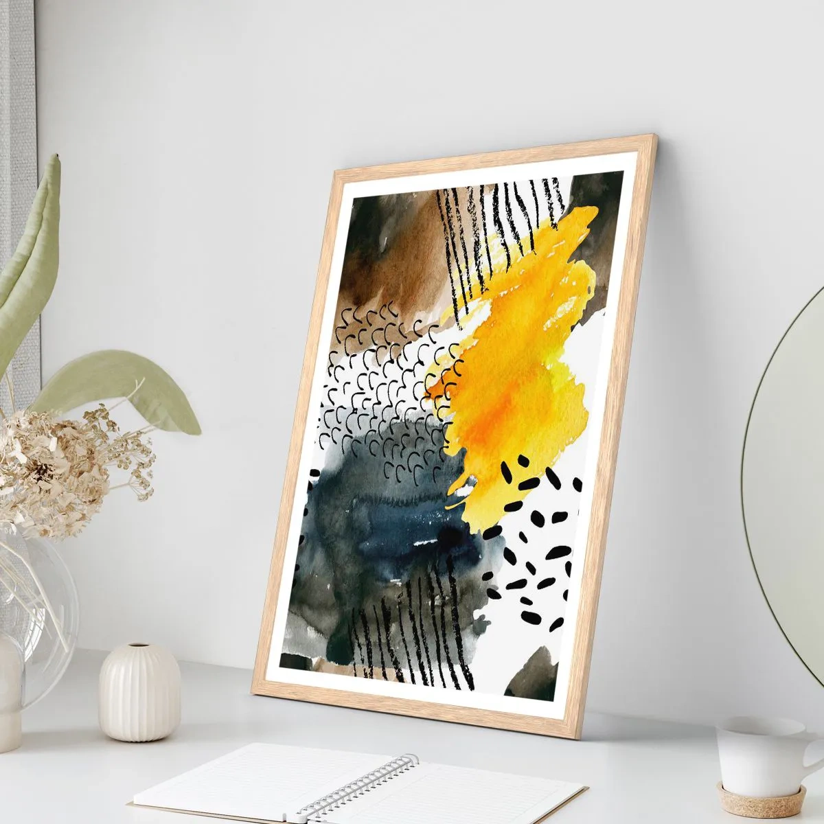 Affisch i ram av ljusek - Elementens möte - 50x70 cm