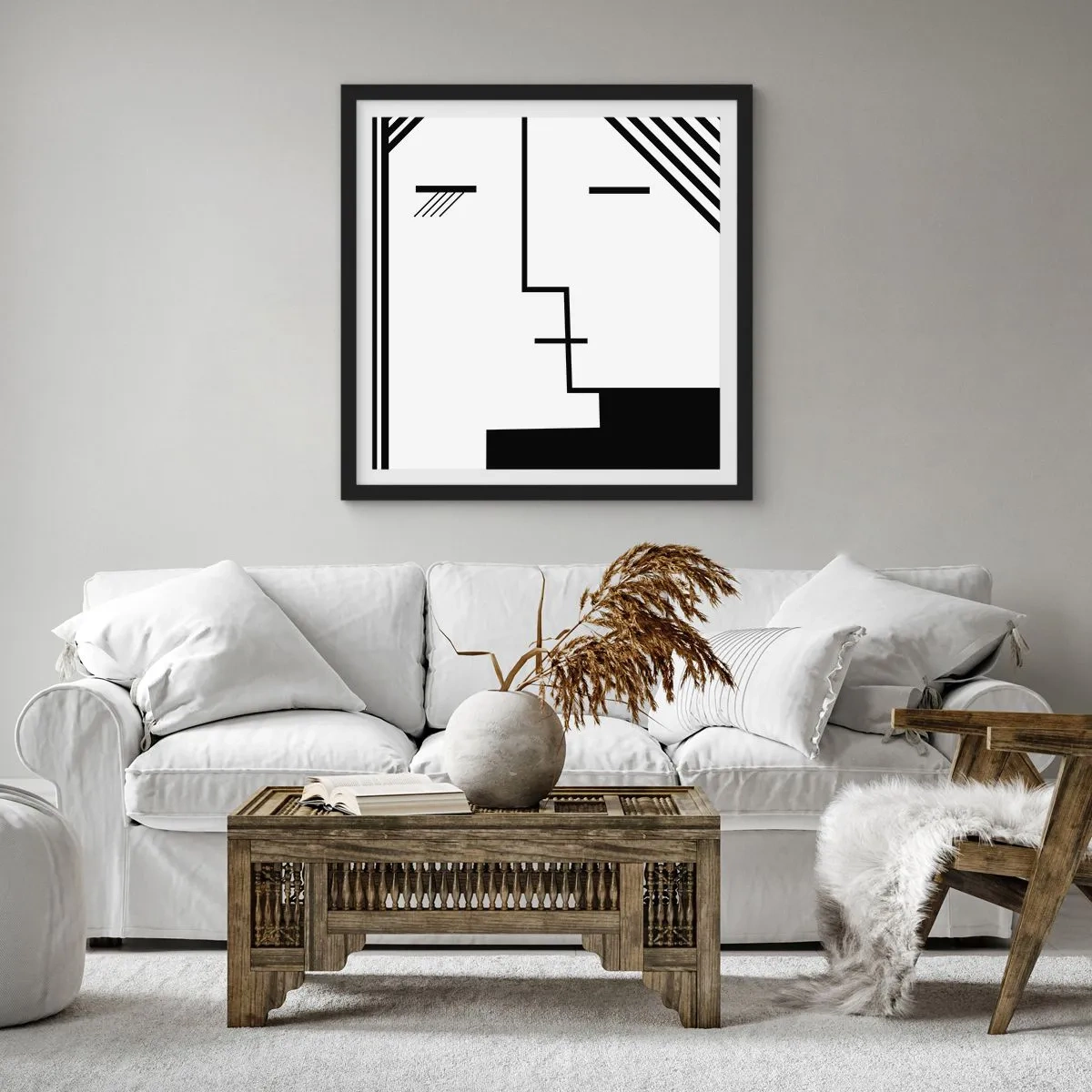 Affisch i svart ram - Bara en kyss - 30x30 cm