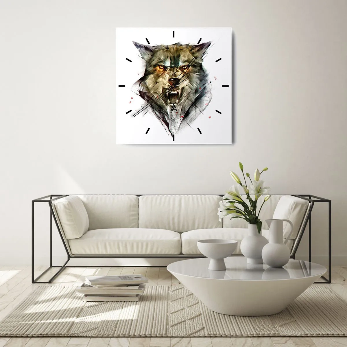 Väggklocka - Klocka på glas - Stå stilla! - 40x40 cm