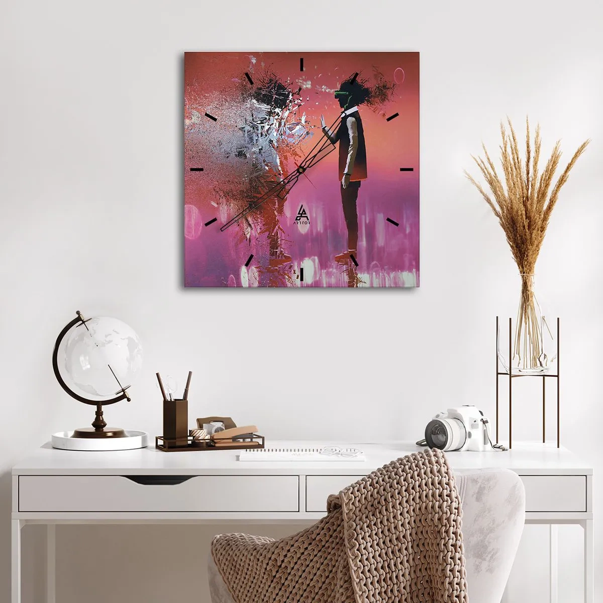 Väggklocka - Klocka på glas - Kan man titta in i sig själv? - 40x40 cm