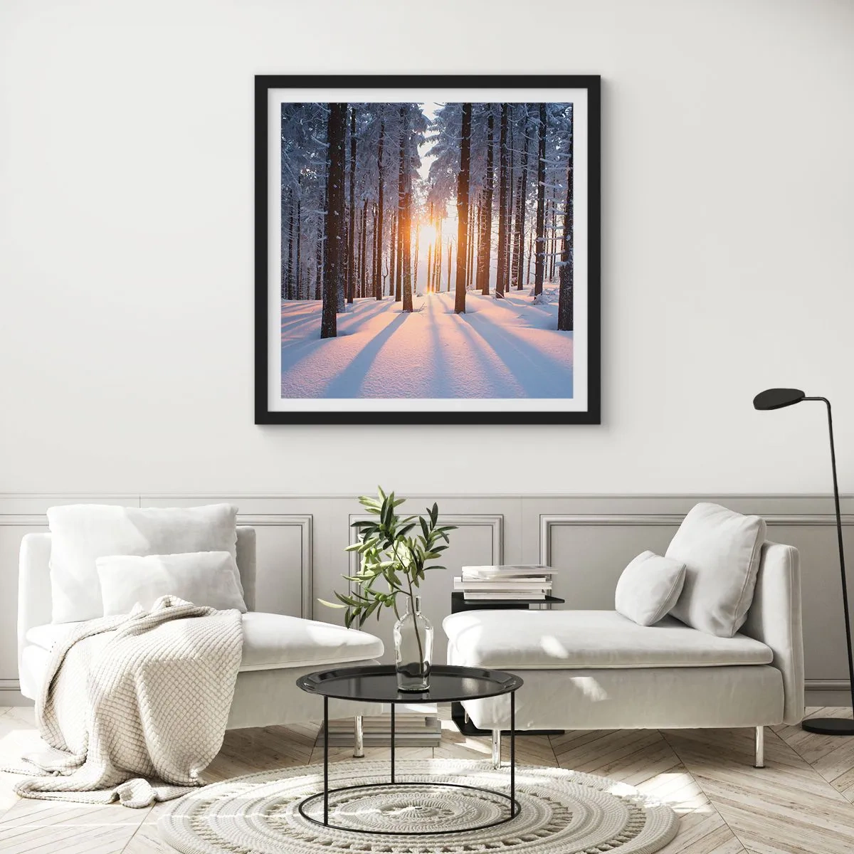 Affisch i svart ram - Tydligt svart på vitt - 60x60 cm