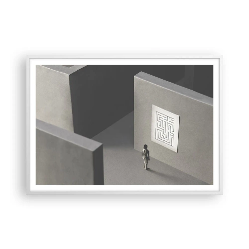 Affisch i vit ram - Men var är jag? - 100x70 cm