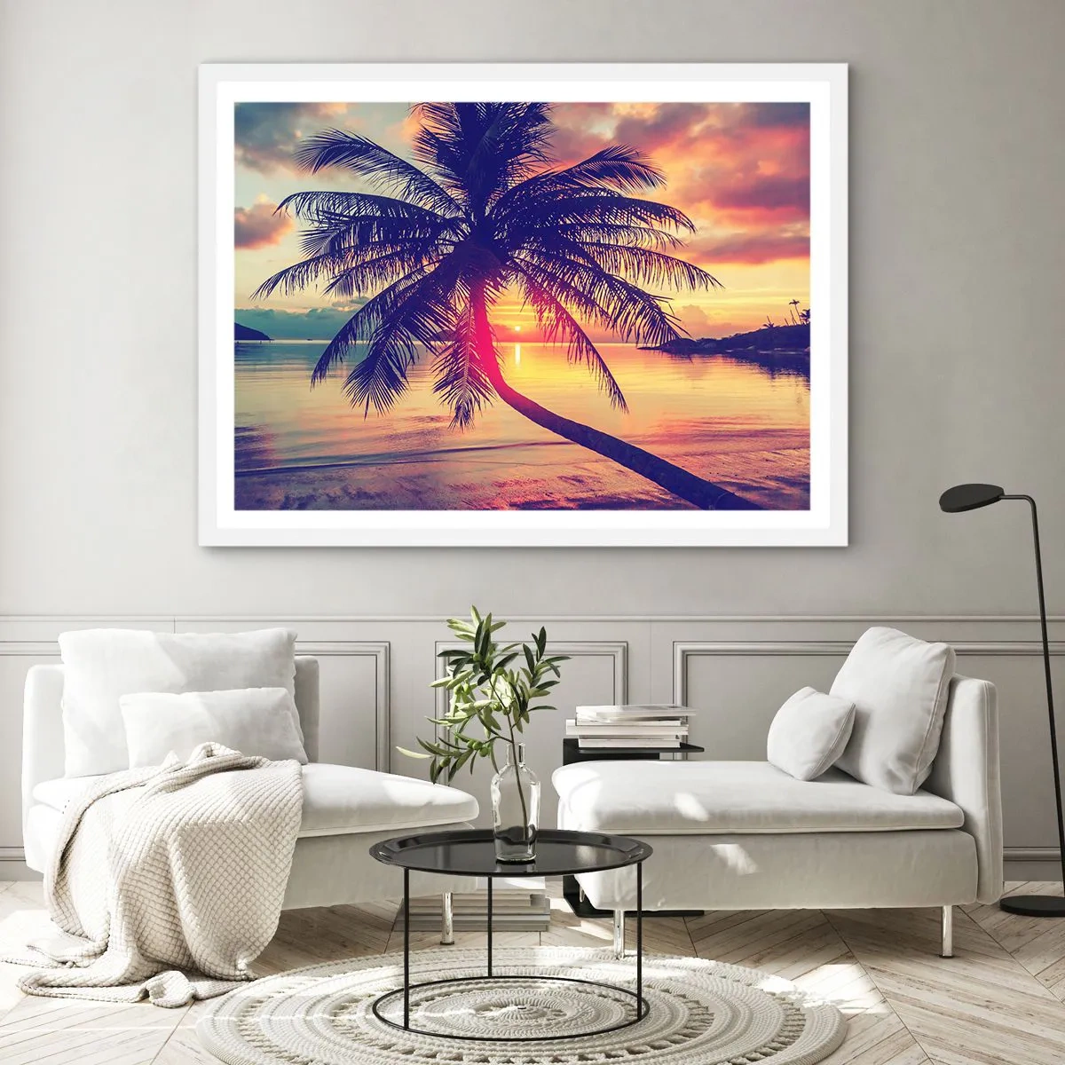 Affisch i vit ram - Kväll under palmerna - 40x30 cm