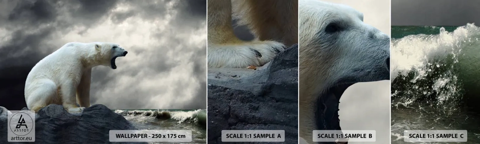 Fototapet Prov Standard Eco - Arktis ensamma kung - Djur, Isbjörn, Hav - 100x30 cm