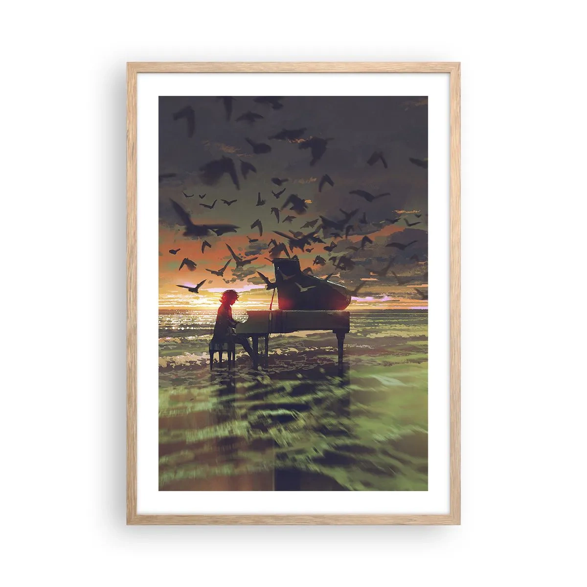 Affisch i ram av ljusek - Konsert för piano och vågor - 50x70 cm