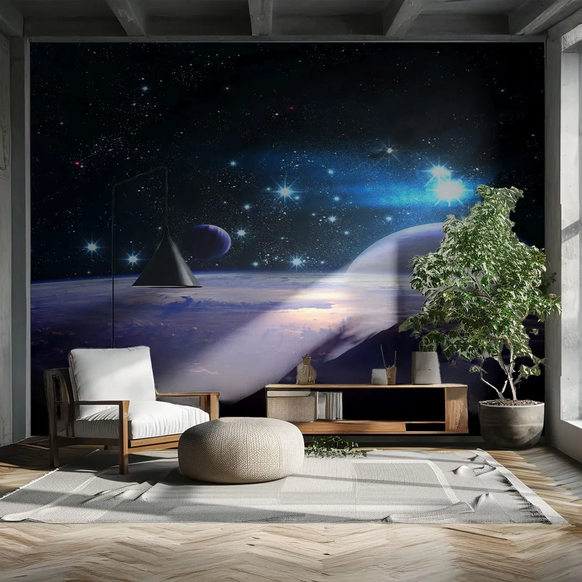 Fototapet Premium Canvas - Fortfarande ensamma? - Kosmos, Planeten jorden, Universum - 250x175 cm