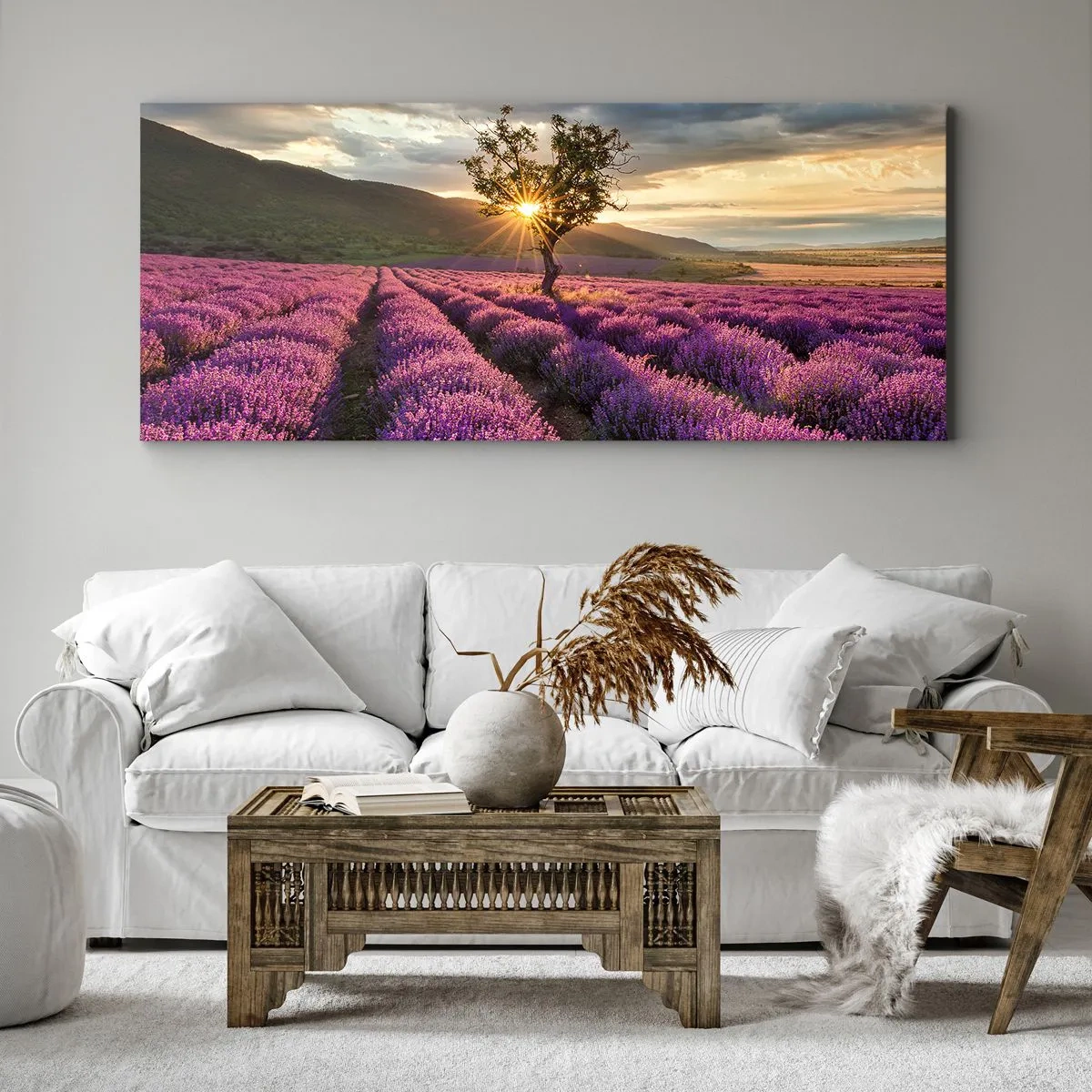 Canvastavla - Bild på duk - Arom i lila färg - 100x40 cm