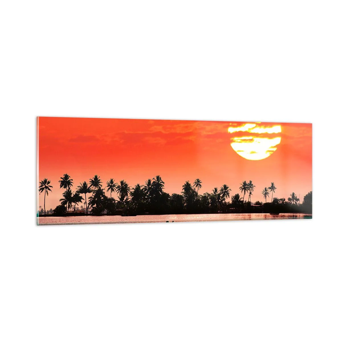 Glastavla - Bild på glas - Tropiskt lugn vid solnedgången - 90x30 cm