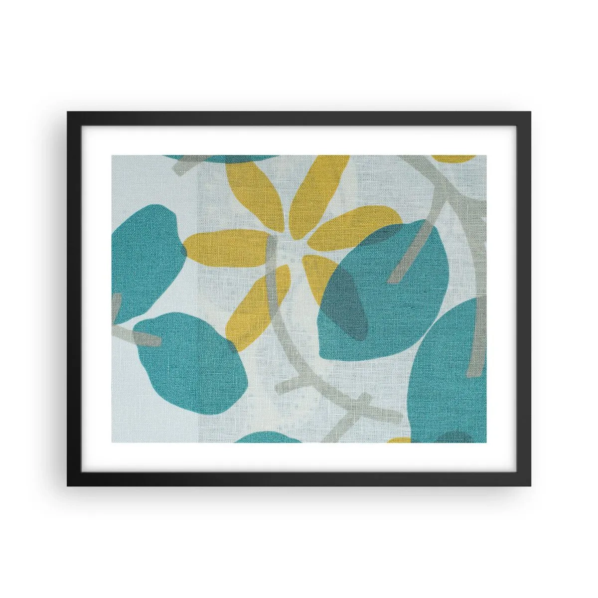 Affisch i svart ram - Bland azurblå blad - 50x40 cm