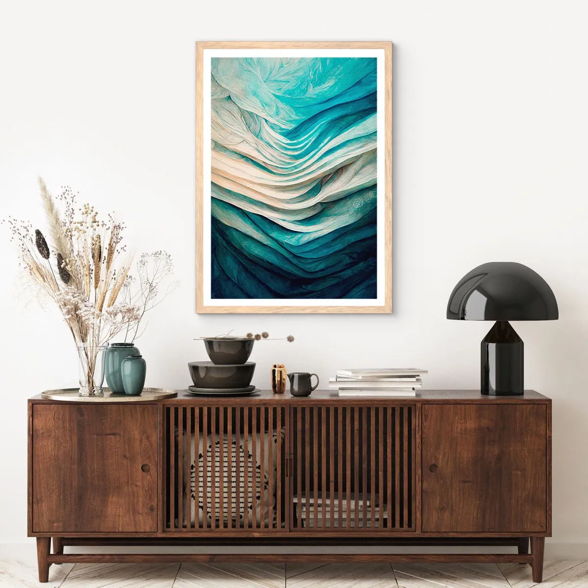 Affisch i ram av ljusek - Blå omättlighet - 50x70 cm