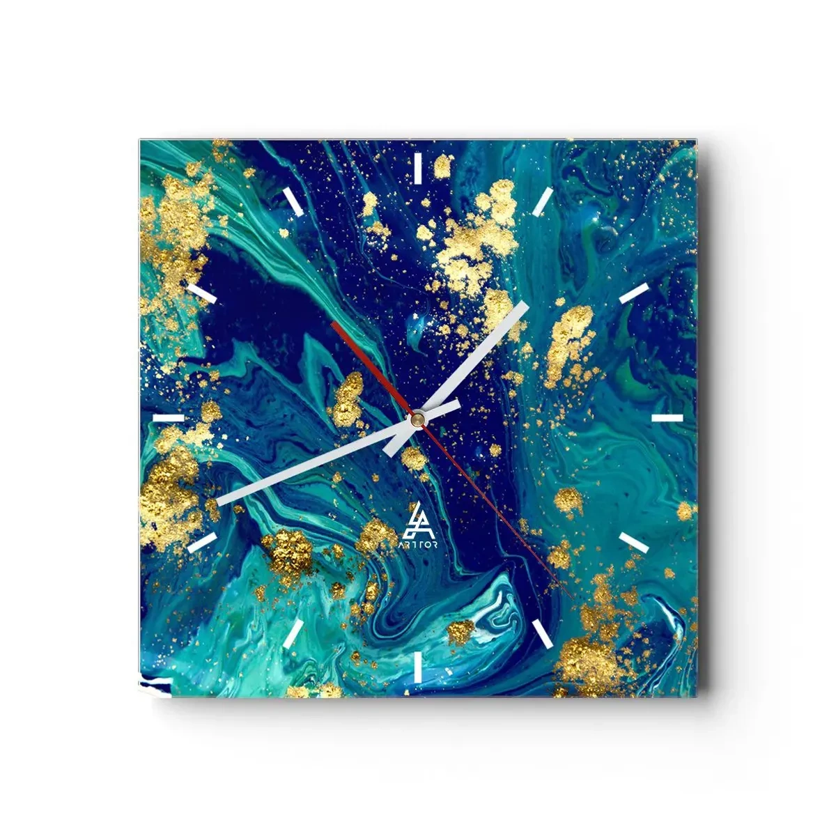 Väggklocka - Klocka på glas - Solflingor - 30x30 cm