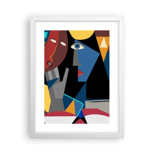 Affisch i vit ram - Kubistiskt samtal - 30x40 cm