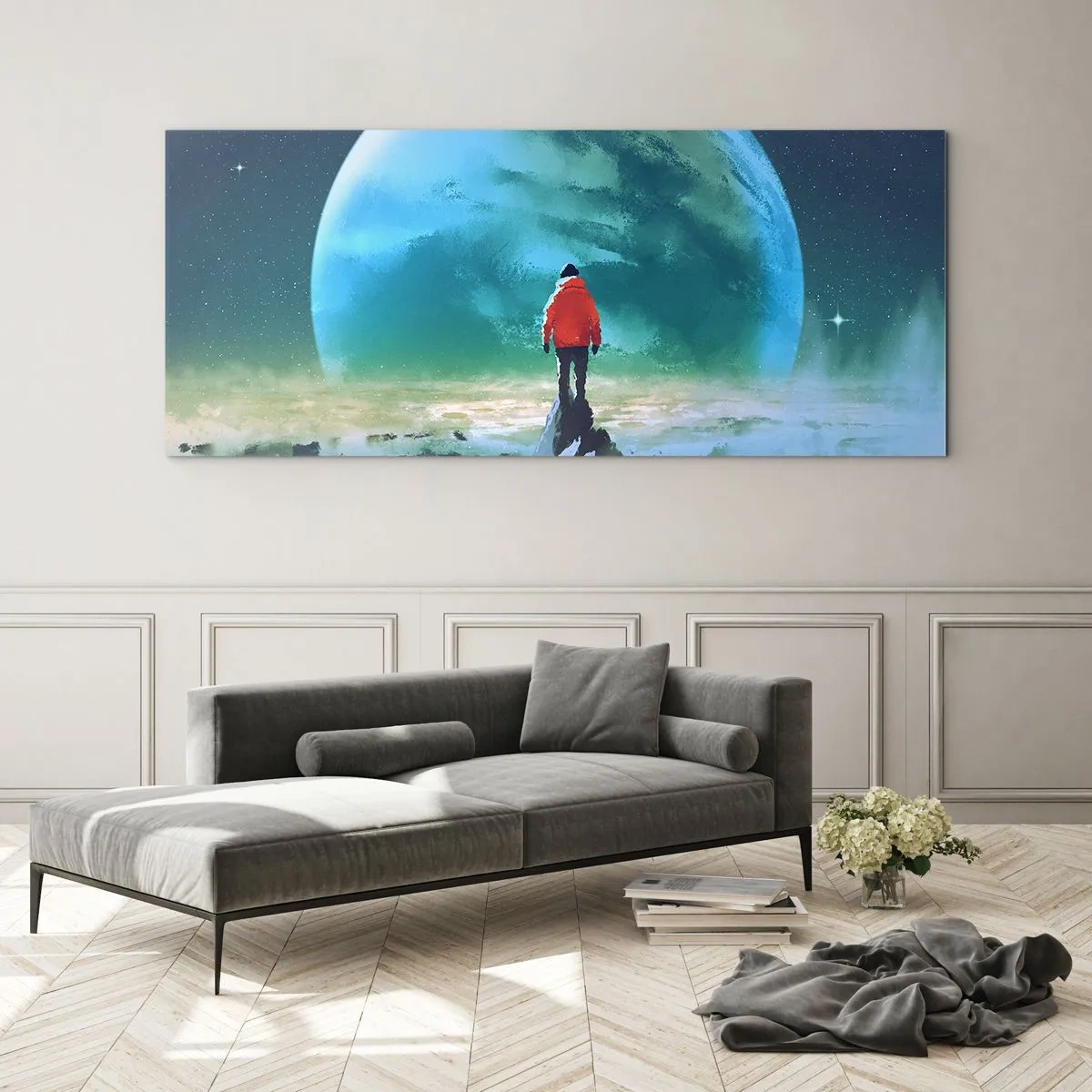Glastavla - Bild på glas - Upptäckare av en ny jord - 100x40 cm