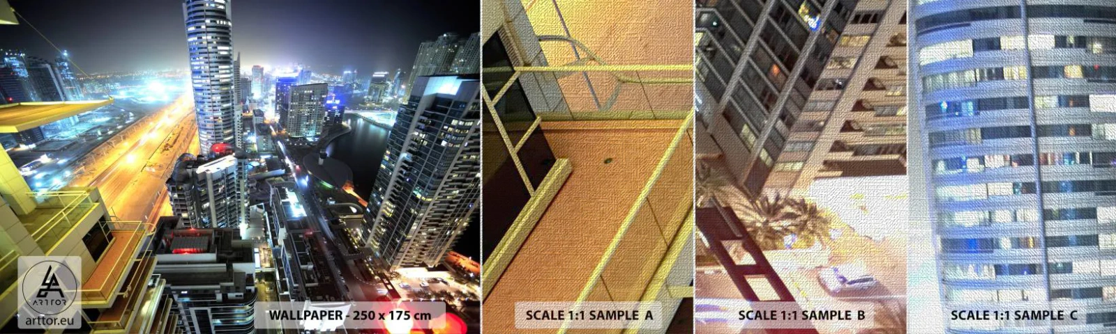 Provbit av fototapet Premium Canvas - Underverk på öknen - Stad, Dubai, Arkitektur - 100x30 cm