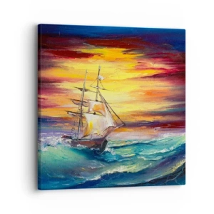 Canvastavla - Bild på duk - Modigt mot vågorna - 30x30 cm
