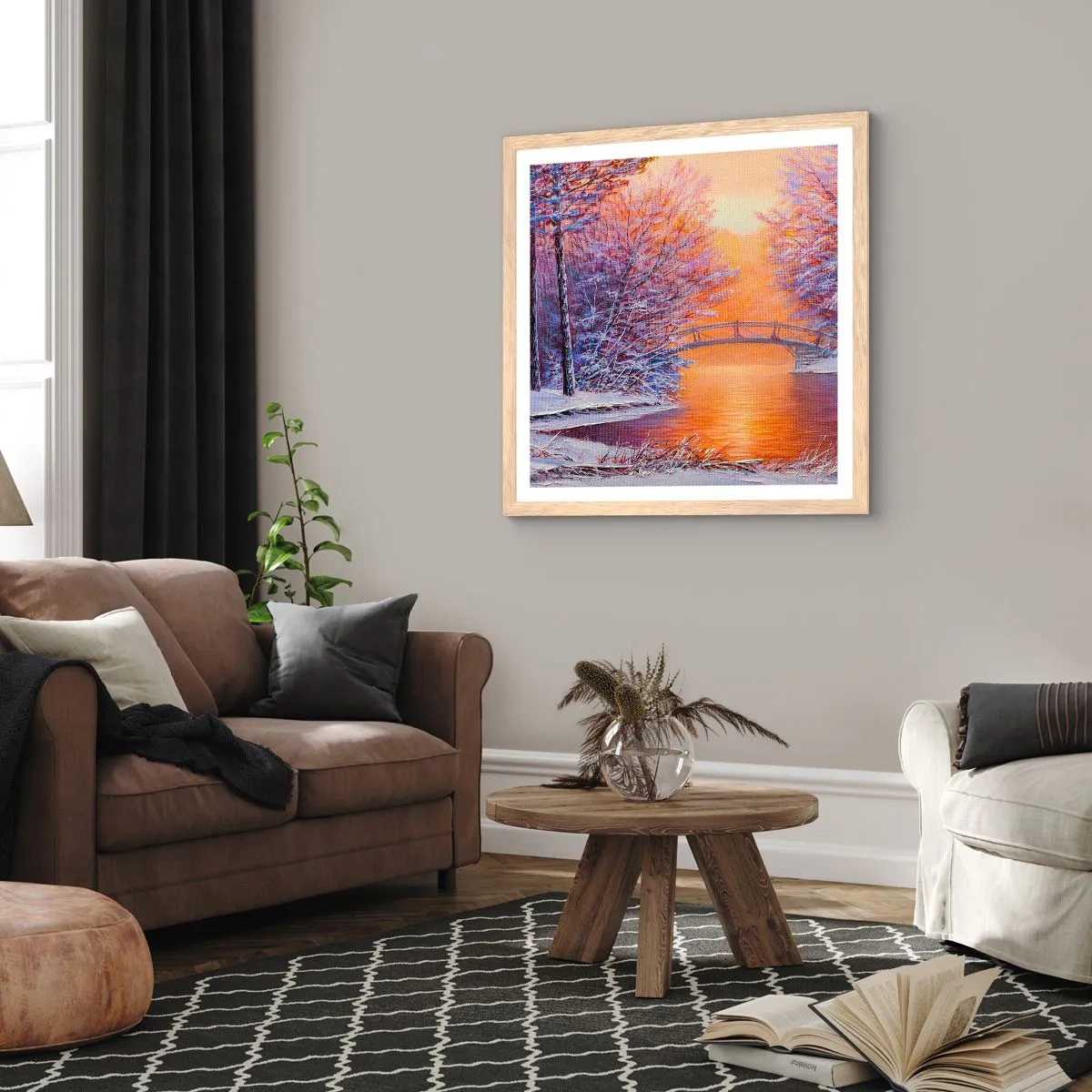 Affisch i ram av ljusek - Låt oss mötas här - 60x60 cm