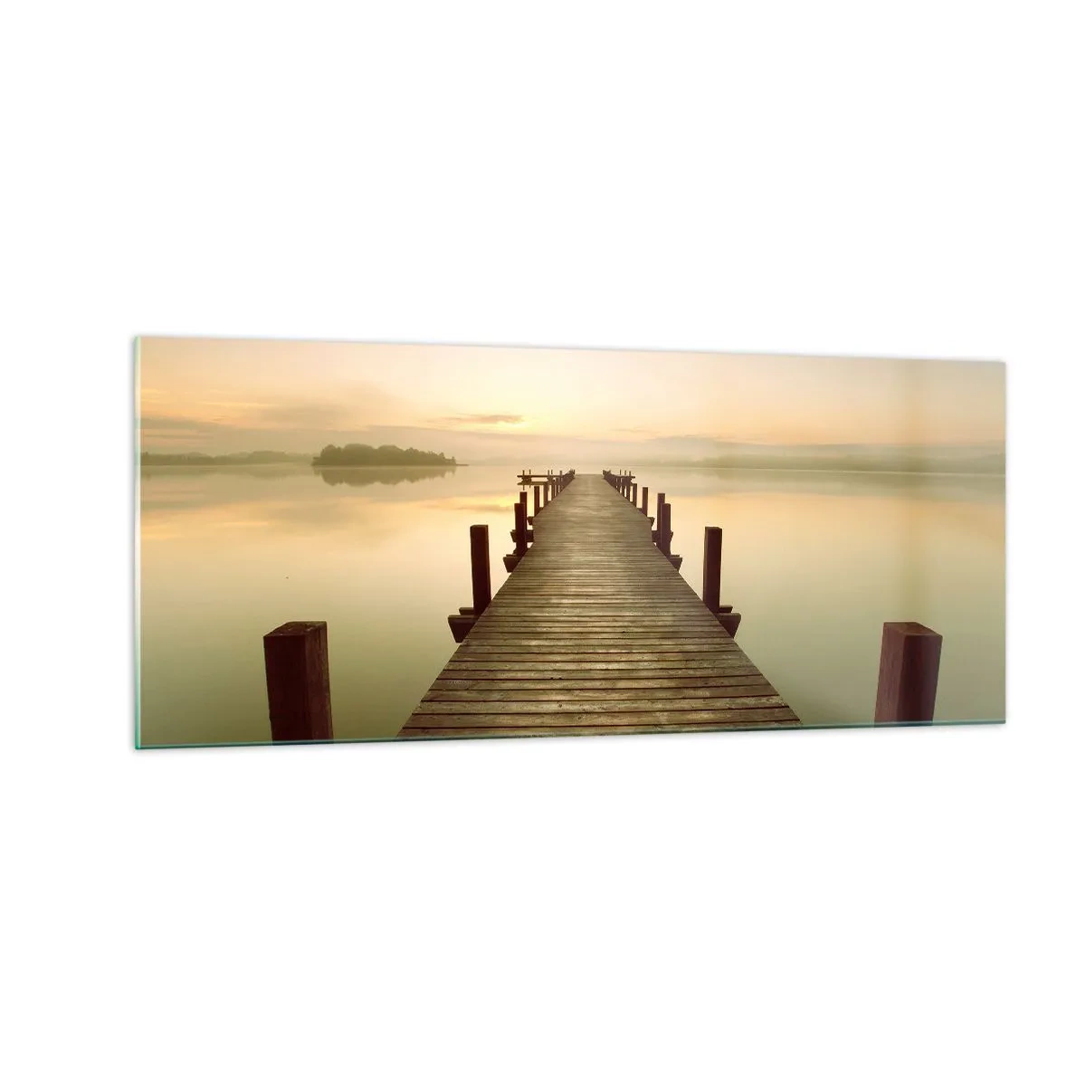 Glastavla - Bild på glas - Förgryning, gryning, ljus - 100x40 cm