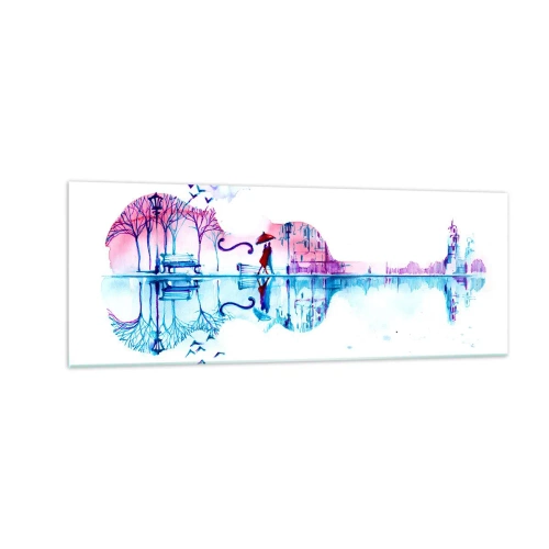 Glastavla - Bild på glas - Regnmusik - 140x50 cm