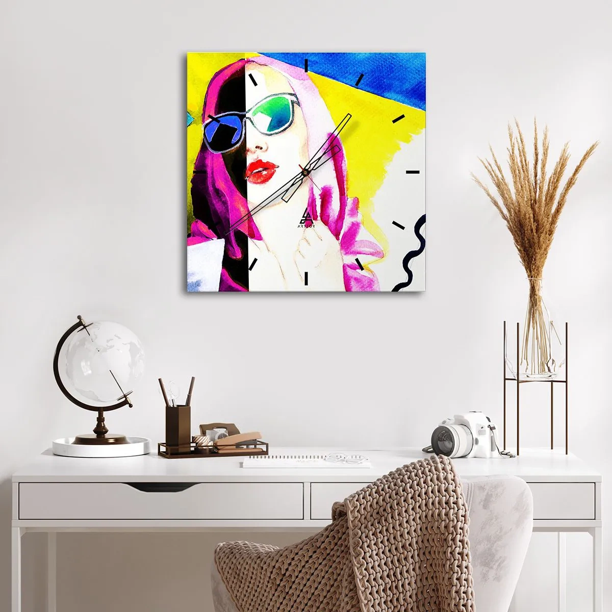 Väggklocka - Klocka på glas - Jag är varken vit eller svart - 40x40 cm