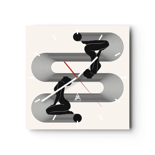 Väggklocka - Klocka på glas - Sensuell symmetri - 30x30 cm