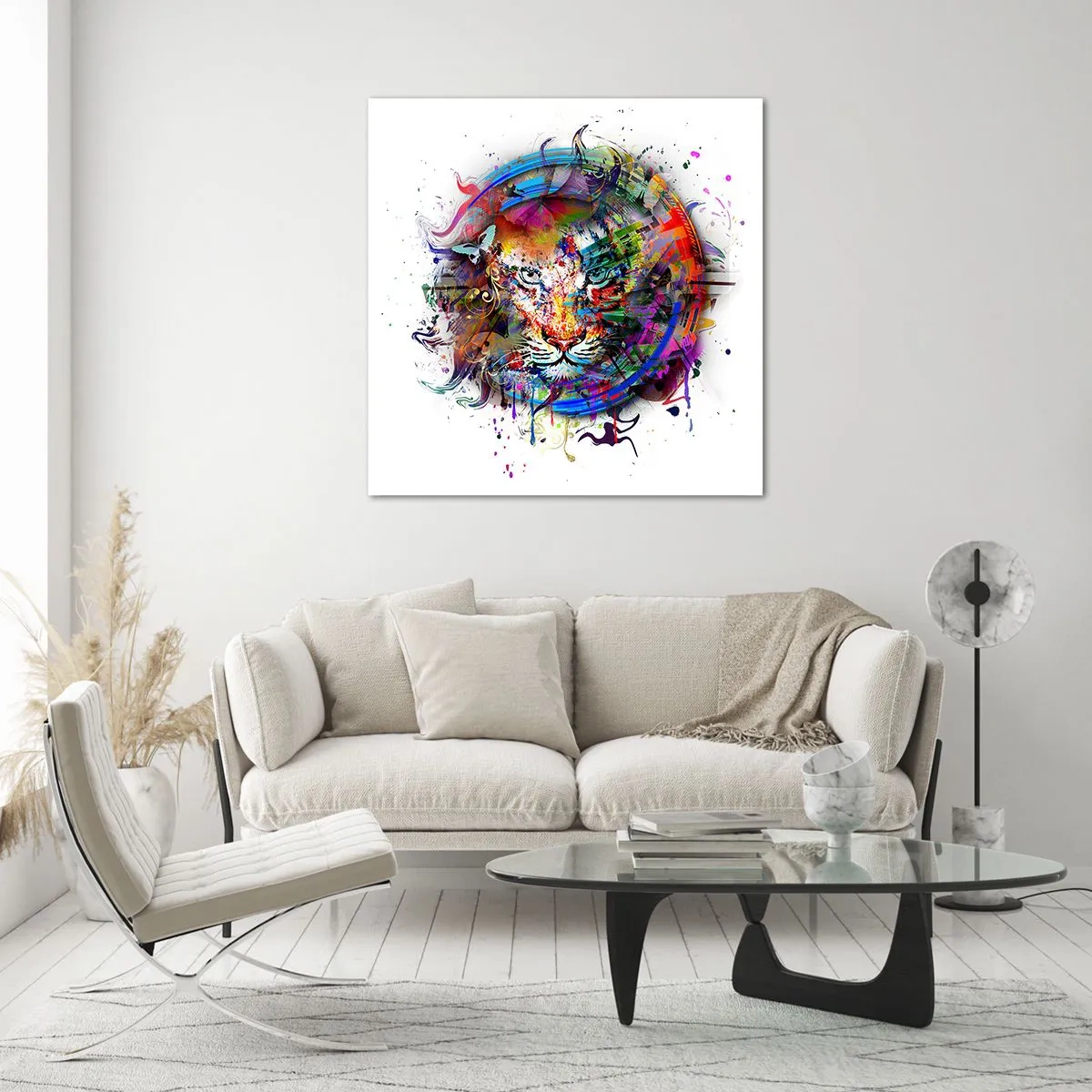 Glastavla - Bild på glas - Lurar bakom regnbågen - 70x70 cm