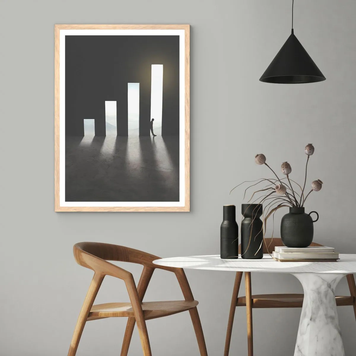 Affisch i ram av ljusek - Framgång - ett intryck - 50x70 cm