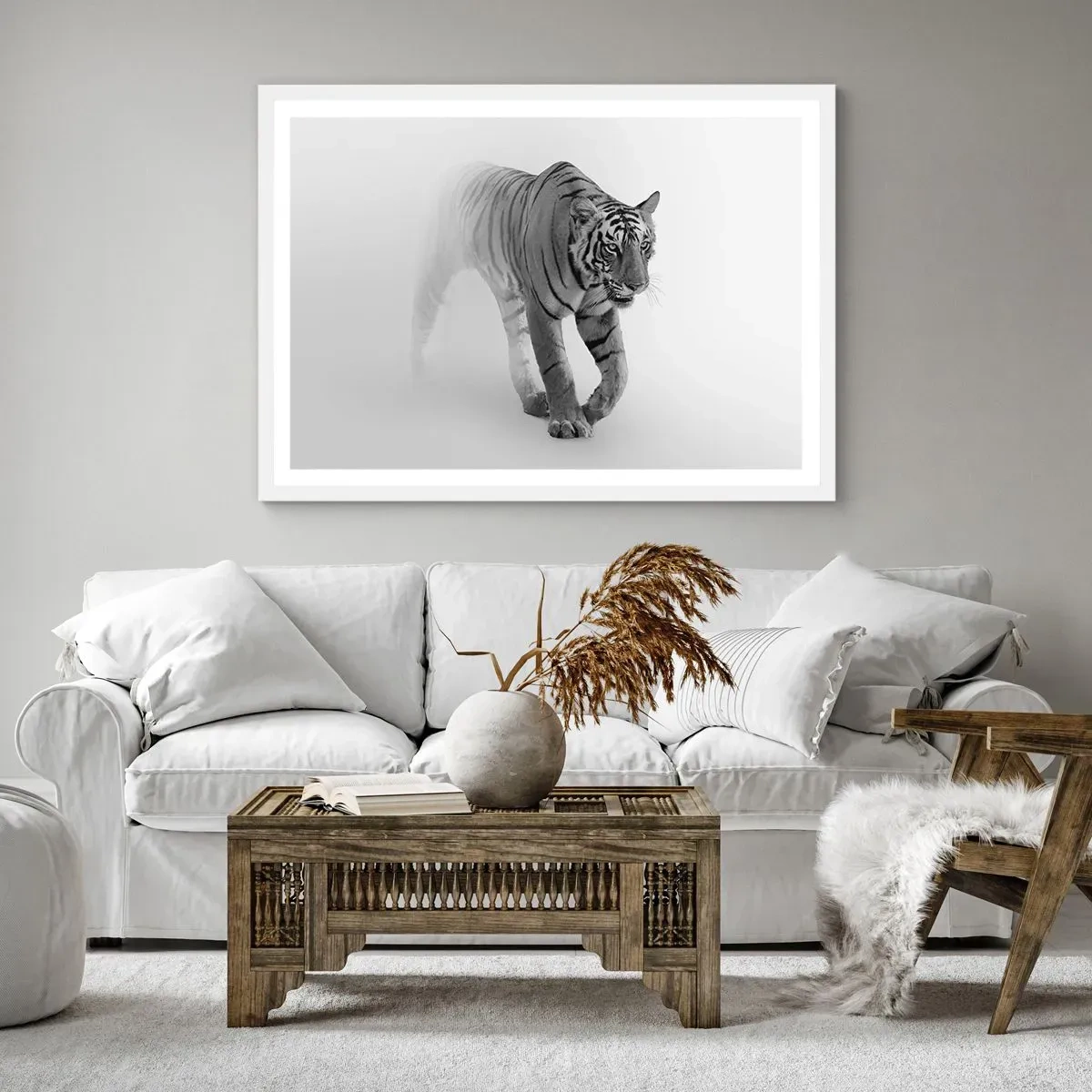 Affisch i vit ram - Gömd i dimman - 50x40 cm