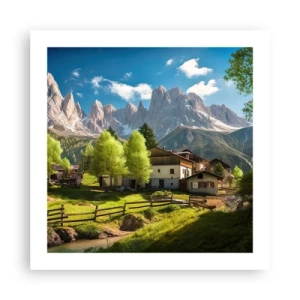 Affisch - Alpin idyll - 50x50 cm