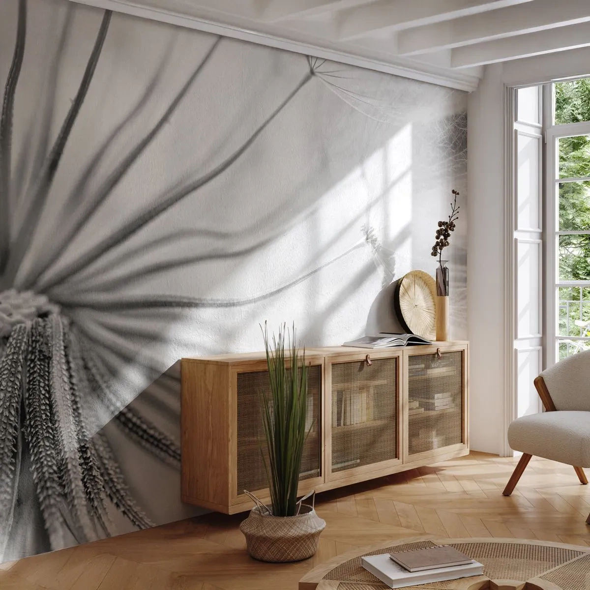 Självhäftande Fototapet Deluxe Sticker - Blåsande, flygande drakar - Minimalism, Delikat, Blomma - 450x315 cm