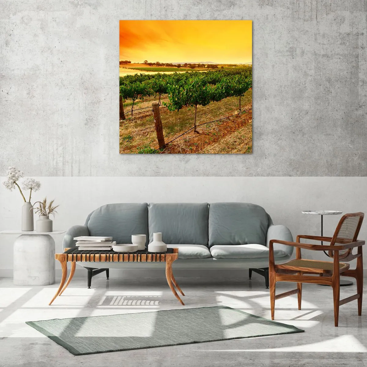 Glastavla - Bild på glas - Dricka solen - 50x50 cm