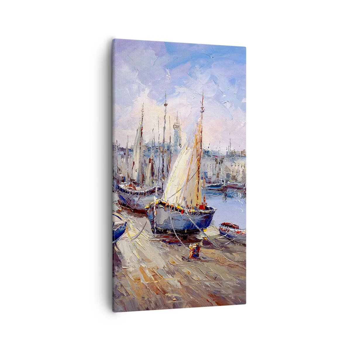 Canvastavla - Bild på duk - Stad vid viken - 55x100 cm