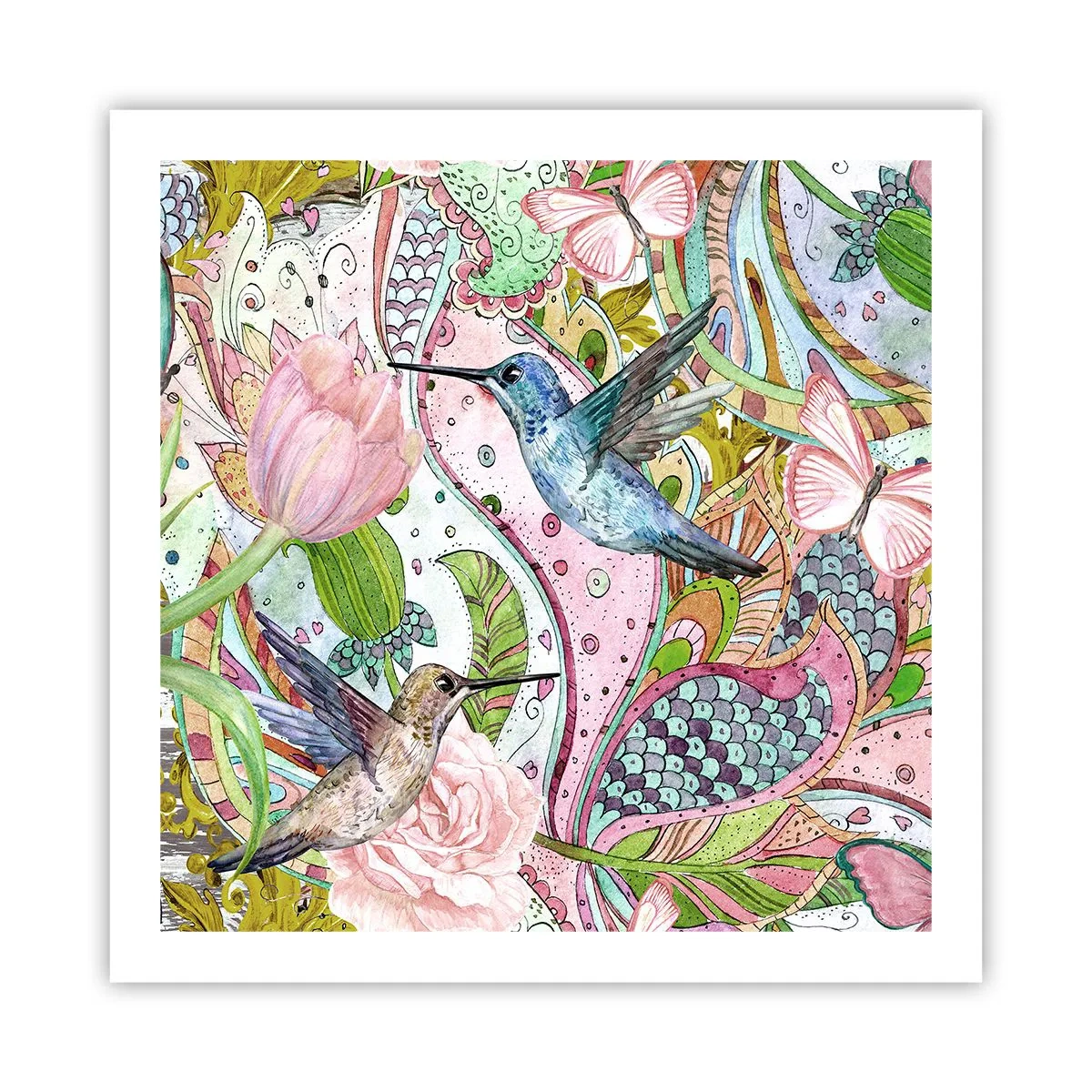 Affisch - Inbäddade i klätterväxter - 60x60 cm