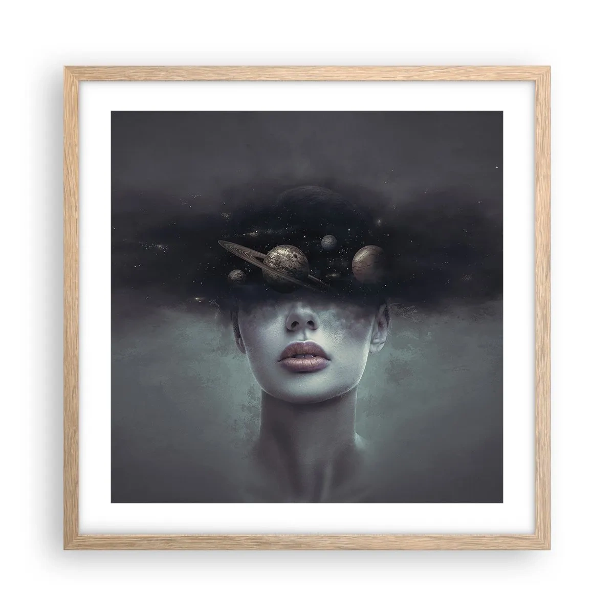 Affisch i ram av ljusek - Och planeterna blir galna... - 50x50 cm