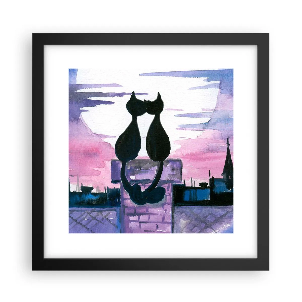 Affisch i svart ram - Rendez-vous under månen - 30x30 cm
