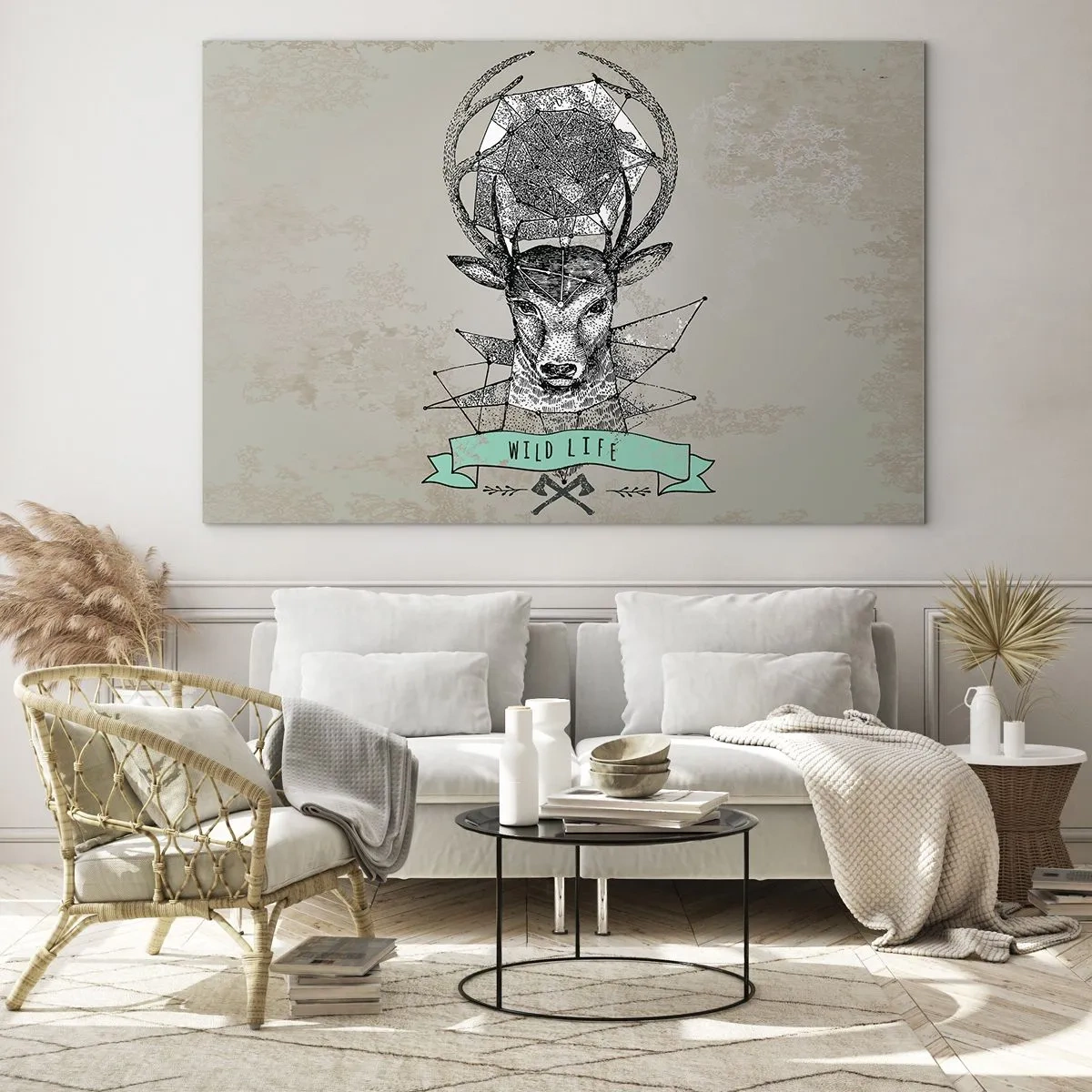 Glastavla - Bild på glas - Den heliga Hubertus vision - 100x70 cm