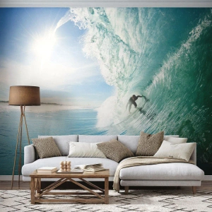 Fototapet Premium Sand - Alltid på vågen - Landskap, Hav, Surfare - 100x70 cm