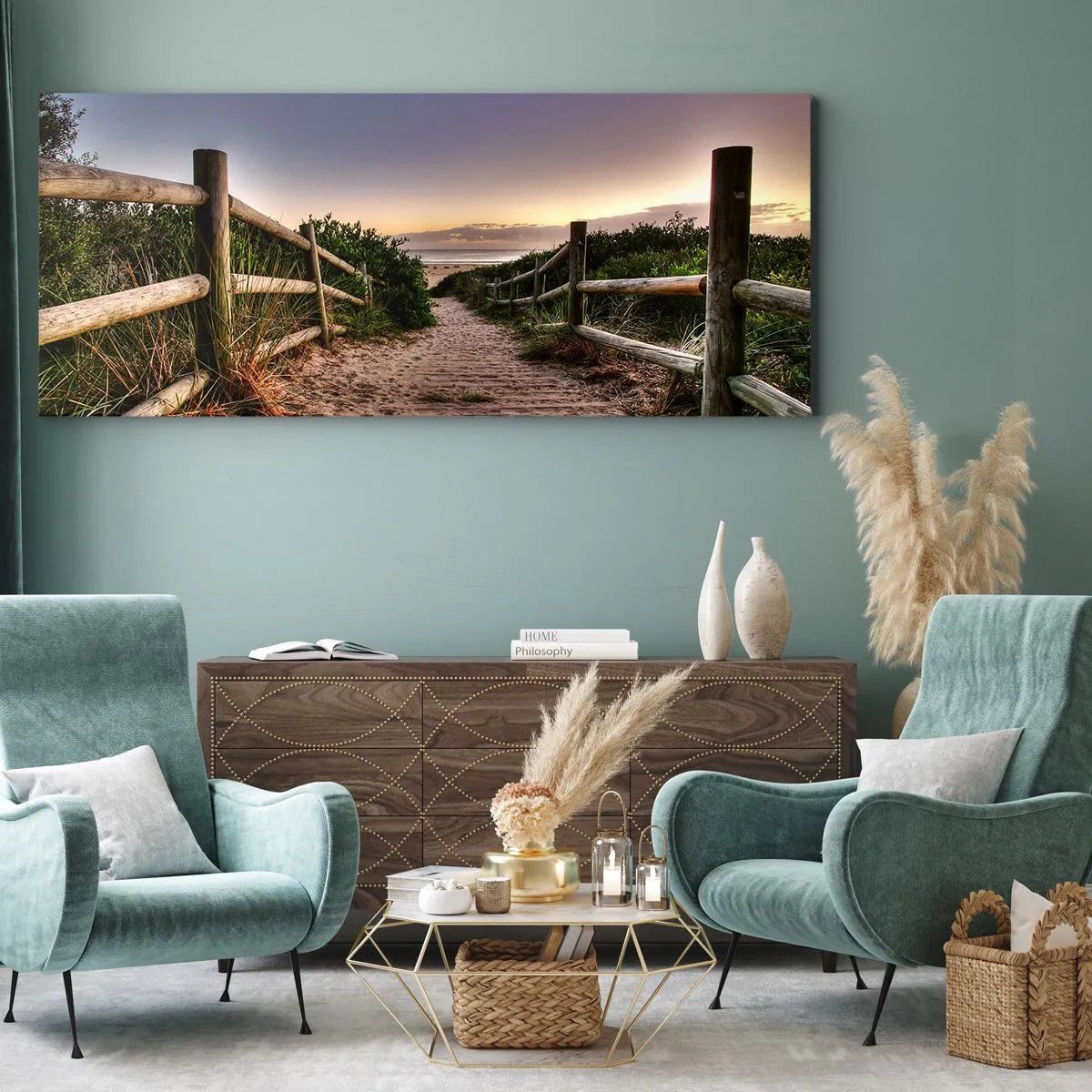 Canvastavla - Bild på duk - Målet är synligt - 120x50 cm