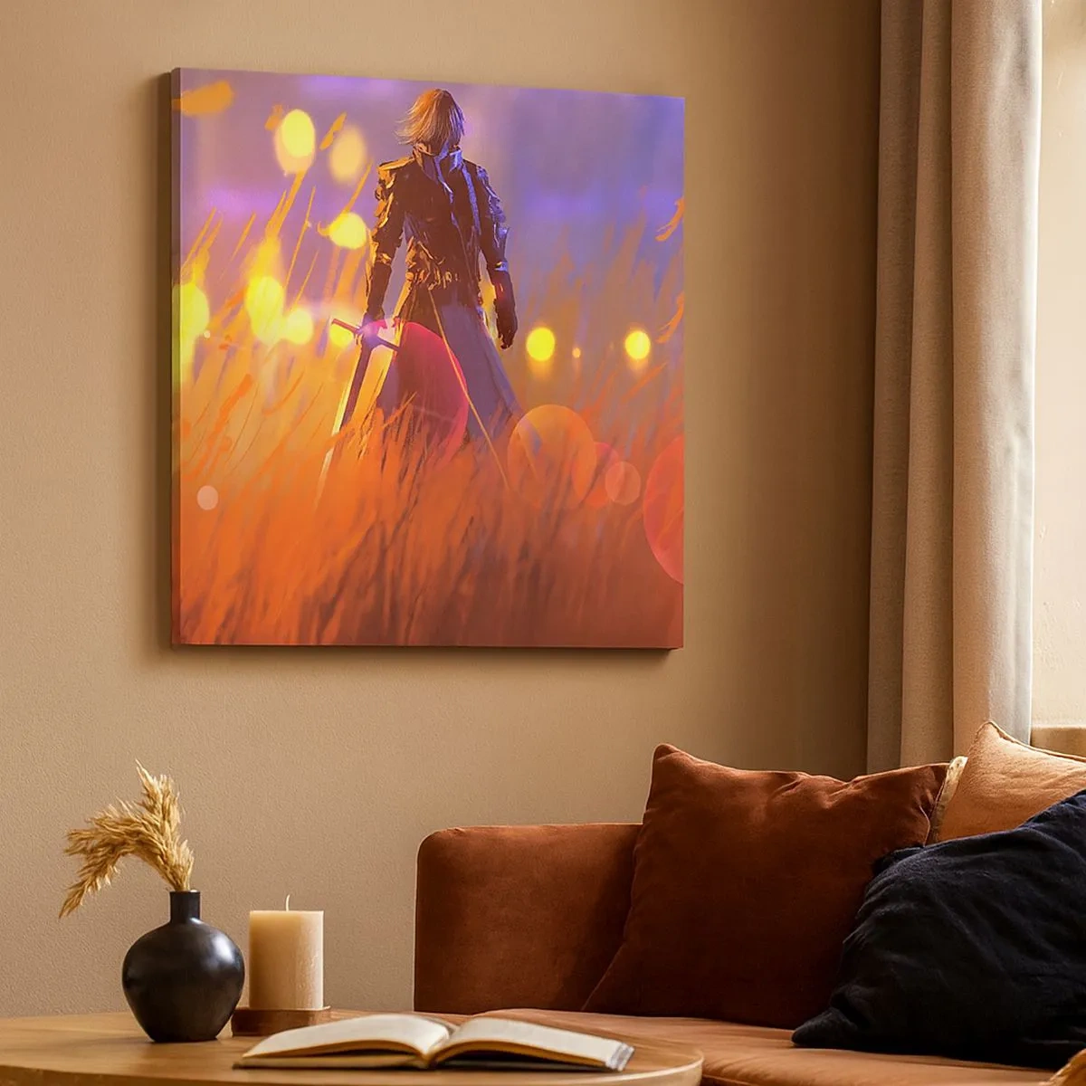 Canvastavla - Bild på duk - Vandrande riddare - 30x30 cm