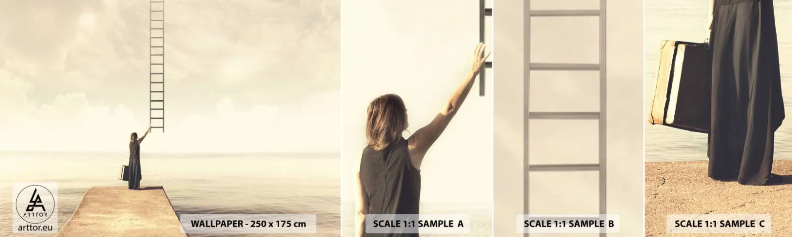 Fototapet Prov Standard Eco - Magisk resa - Abstraktion, Kvinna, Stege - 100x30 cm