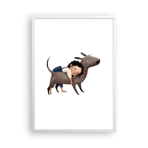 Affisch i vit ram - Bästa vänner - 50x70 cm