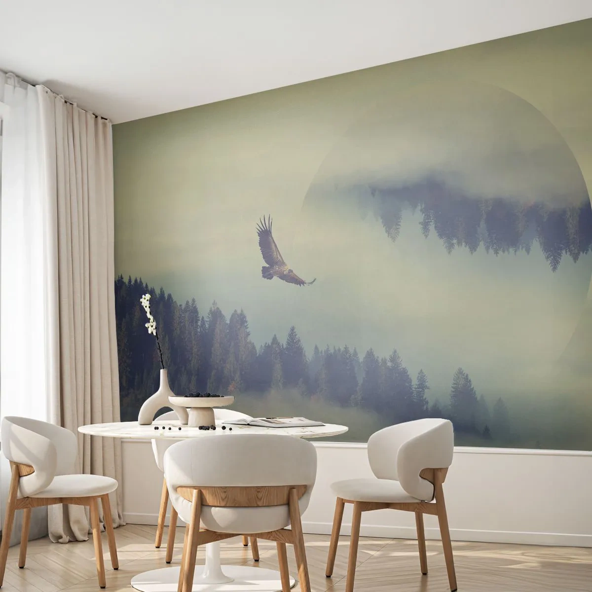 Fototapet Premium Sand - Örnens skugga - Örn, Fågel, Skog - 100x70 cm