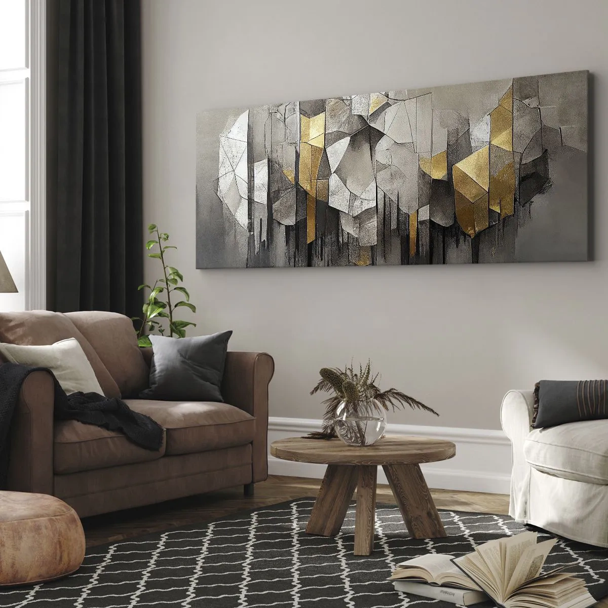 Canvastavla - Bild på duk - Komposition av is och ljus - 100x40 cm