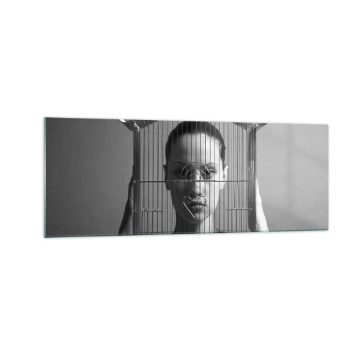 Glastavla - Bild på glas - Något surrealistisk porträtt - 140x50 cm