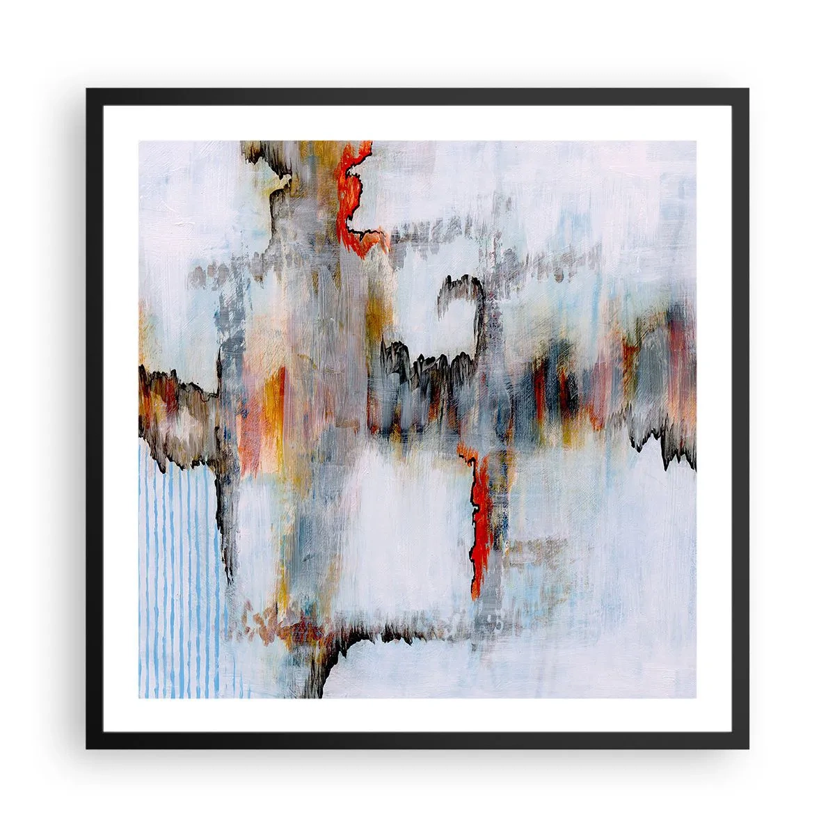Affisch i svart ram - Med pinne på vatten - 60x60 cm
