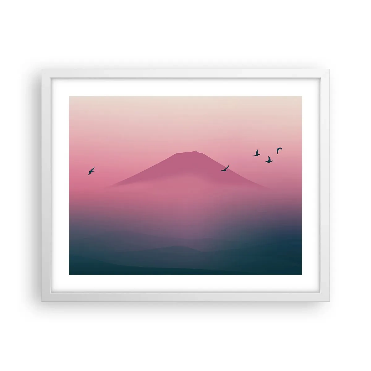 Affisch i vit ram - Vandrare över molnen - 50x40 cm