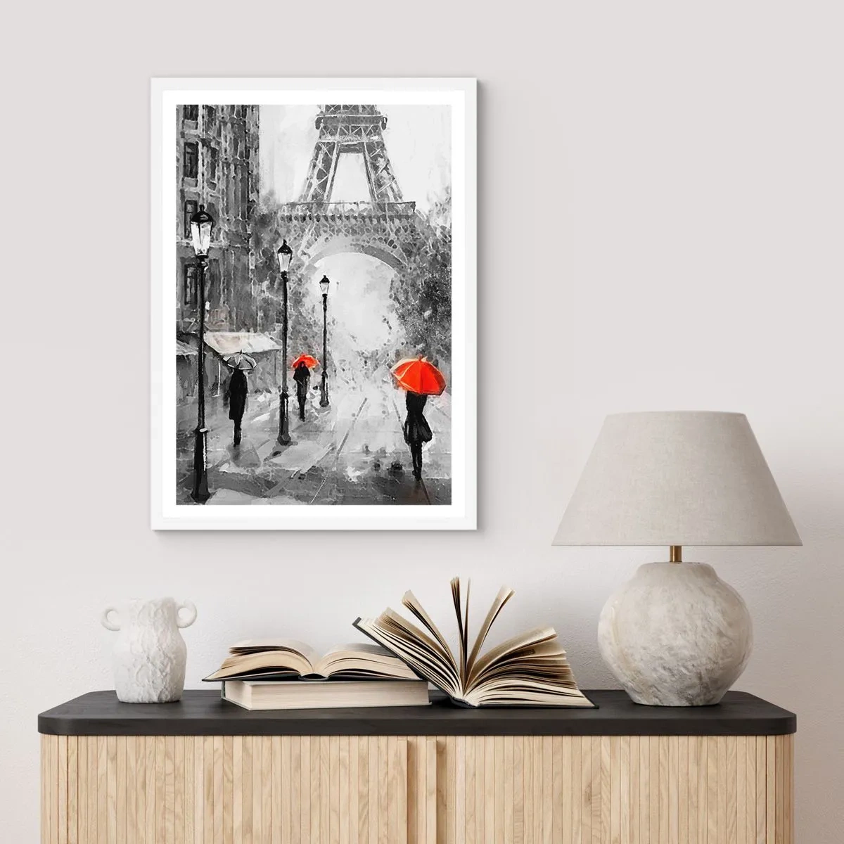 Affisch i vit ram - Alla vägar leder till tornet - 40x50 cm